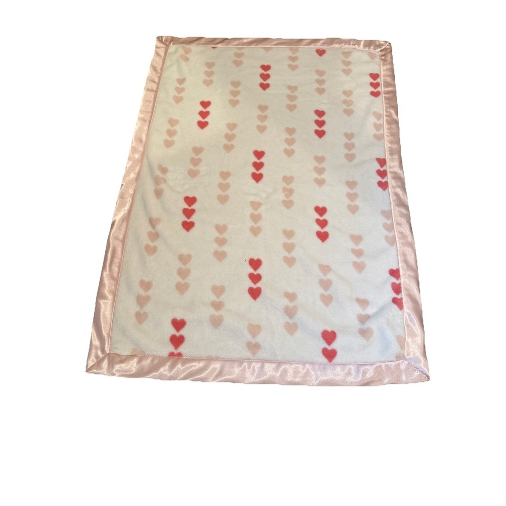 Nordstrom Baby Blanket White Pink Heart Satin Trim HTF